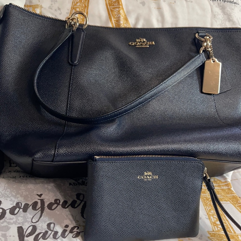 Coach Blue Bag and wristlet set!